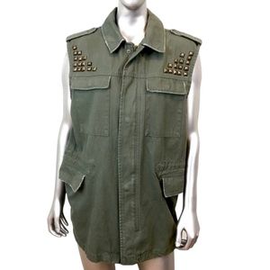 BDG Urban Outfitters Studded Green Denim Vest